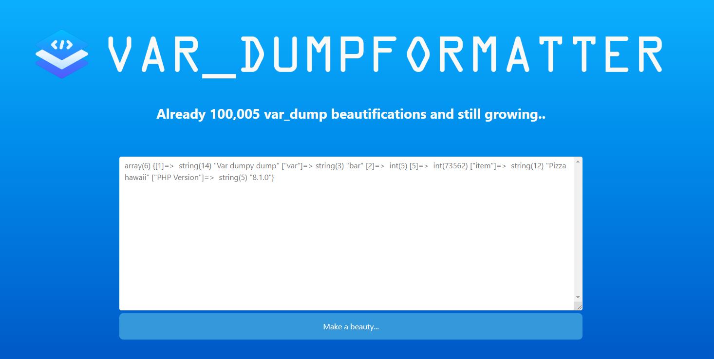 php var_dump formatter